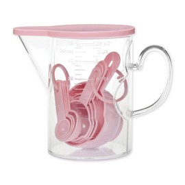 Measuring Cups and Measuring Spoons Set of 10 Pieces, Supreme Housewares Plastic Multi-Purpose Home Essentials Cooking, and Baking Tools BPA Free Dishwasher Safe for Liquid and Dry (Pink)
