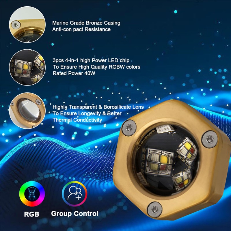 Underwater 1/2in Standard Boat Drain Plug LED Light,UWDESY Upgraded IP68