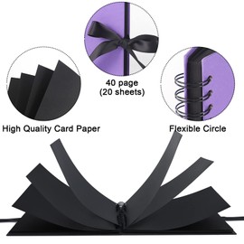Vienrose DIY Photo Album 24 x 17 cm DIY Photo Book 40 Pages Tissue Ribbon Craft Paper Album for Over 80 10 x 15 Photos Baby Family Valentine's Day Birthday Anniversary Gift