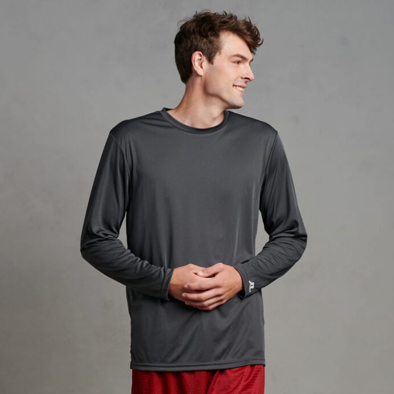 Russell Athletic Men's Long Sleeve Performance Tee, Stealth, Large