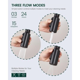 HEISOK Pull Down Spray Head Replacement - Kitchen Sink Faucet Head Replacement with 15 Adapters, 3 Function Pull Out Faucet Sprayer Nozzle Head,Oil Rubbed Bronze