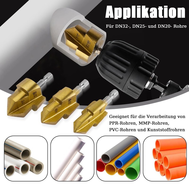 Treki Pack of 3 Water Pipe Step Drill PPR Pipe