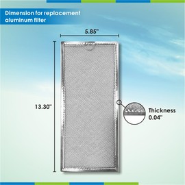 Aluminum Grease Mesh Filter Replacement of Microwave Kitchen Oven Compatible with Whirlpool 4393862,6802A, Dimension is 13.3 x 5.9 x 0.1 Inches MAF-03(Two Pack)
