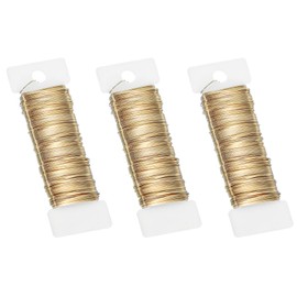 PATIKIL 20 Gauge Floral Flexible Paddle Wire, 115 Yard (345 Feet) Florist Wreath Wire for Crafts Flower Arrangement, Gold 3 Rolls