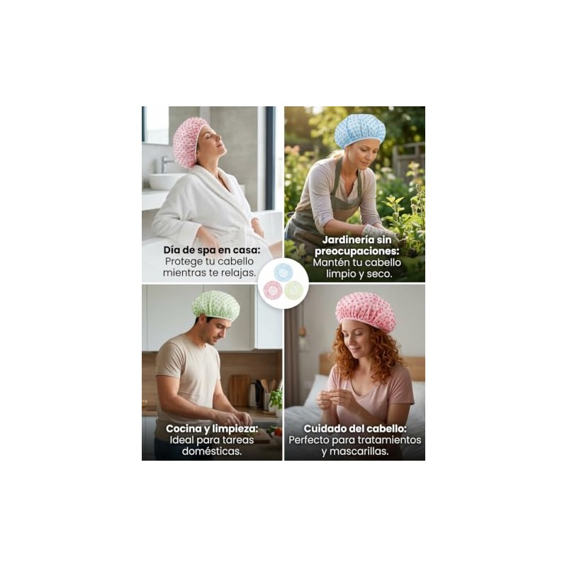 Piezas Gorra Baño Mujer Ducha Protección Capilar Cabello Largo Uso