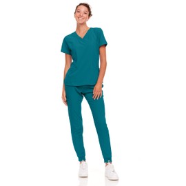 Natural Uniforms - Conjunto de ropa quirúrgica para mujer con tallas regulares y pequeñas, verde azulado, XS