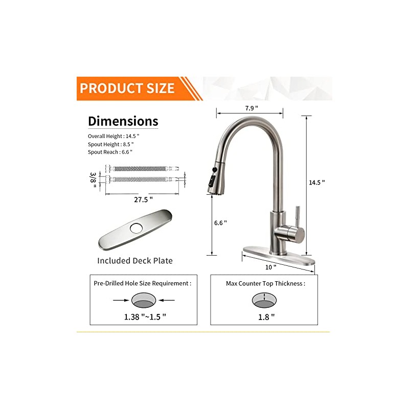 Brushed Nickel Kitchen Faucets with Pull Down Sprayer Kitchen Sink