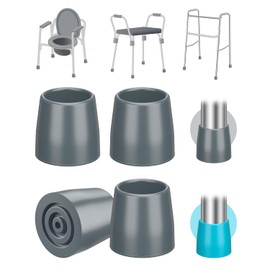 supregear Rubber Walker Tips - Walker Feet Replacement - Walker Leg Caps - Heavy Duty Accessories for Walkers Commodes Shower Chairs, Non-Skid Bottom and Metal Washer Insert, (1 1/8'', Pack of 4)