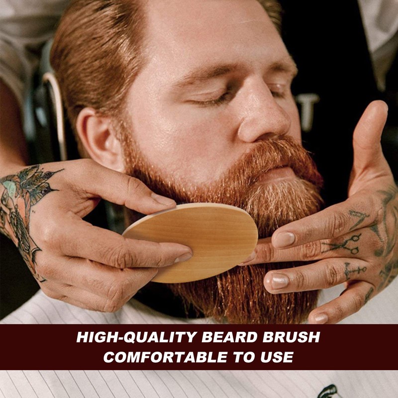 Beard Brush Comb Set for Men, Wooden Boar Bristle Hair