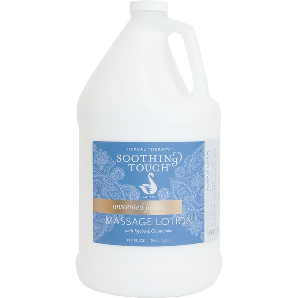 Soothing Touch, Unscented Jojoba Massage Lotion, Arnica Flower, Aloe Vera, Deeply Moisturizing, Repairs Dry Skin, Rich Nutrients, Ideal Glide For Any Massage Type, Professional Grade, 1 Gallon