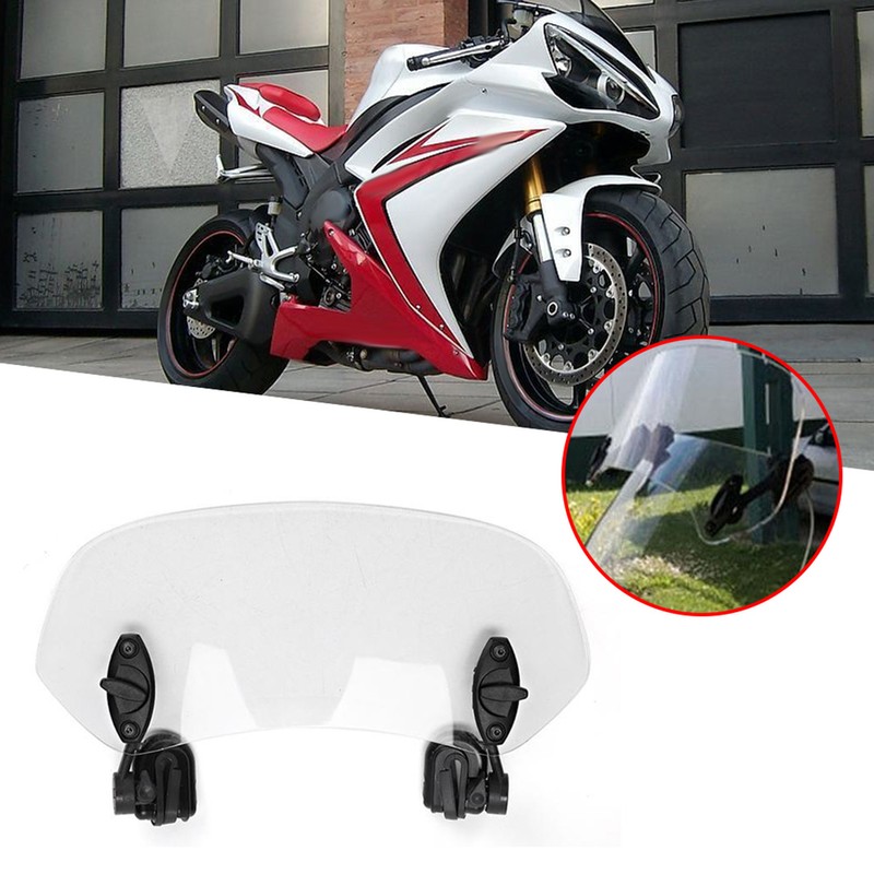 Universal Motorcycle Adjustable Clip On Windscreen Wind Deflector Windshield Accessories