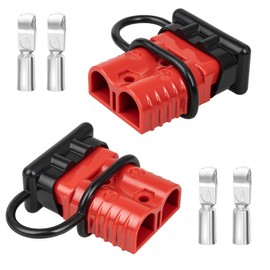 RED WOLF 175A Battery Quick Connector 2-4 AWG Jumper Cable Plug Flame-retardant Anderson Type SB175 Plug Outdoor Power Quickly Connect/Disconnect Kit for Electrical System Trailer RV (2 PCs Red, 175A)