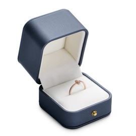 Oirlv Ring Case PU Leather Single Piece Portable Mini Proposal Engagement Anniversary Gift Case H06901 (Blue)