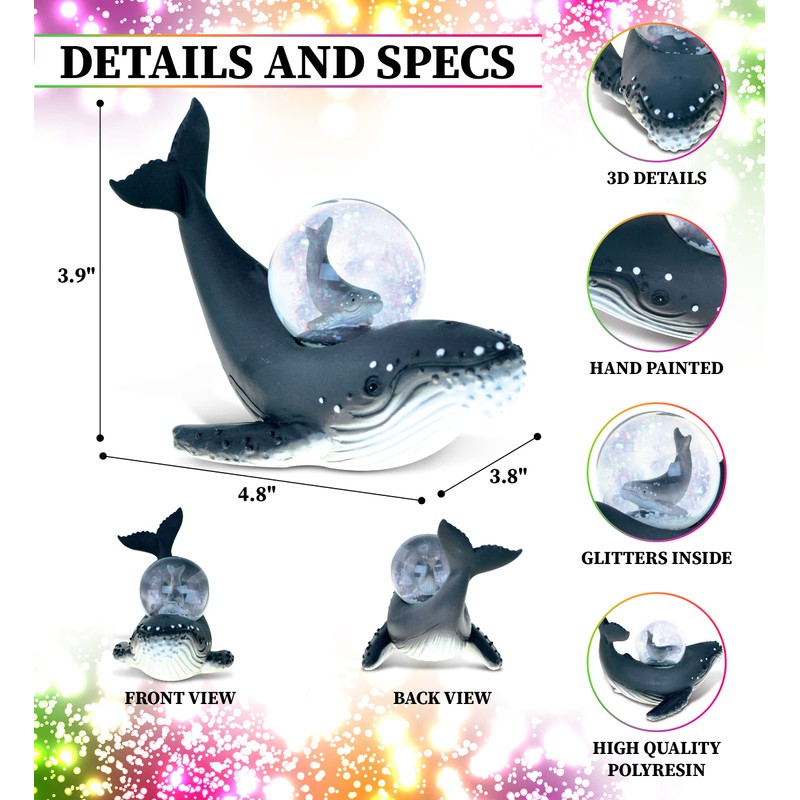 Wild Snow Globe Humpback Whale (45MM)