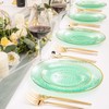 Rubtlamp Plastic Green Plates,Green Party Plates, Disposable Green Plates, Clear