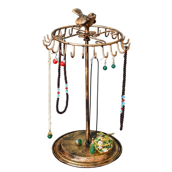 Bird Rotating Necklace Holder Bracelet Stand/Jewelry Organizer/Jewelry Tree,Bronze