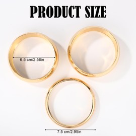 Mikovivi Pack of 3 Gold Bangle for Women, Chunky Wide Cuff Bracelet, Fashion, Eye-catching, Statement Jewellery, Stacking Gold-Coloured Bangles, Fashion Accessories, Gift