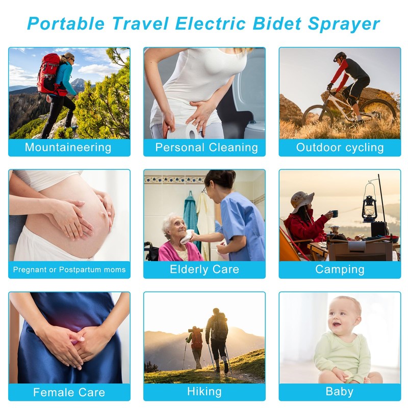 Portable Electric Bidet Sprayer for Travel, Camping, Condo Renters -