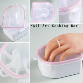 Nail Soaking Bowl, 1PCS Soak Off Gel Polish Dip Powder Remover Manicure Bowl for Hand with Stainless Steel Cuticle Peeler, Cuticle Pusher, Acetone for Acrylic Nail Supplies (Nail Polish Removers Kit1)