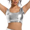OVIGILY Women's Metallic Crop Top – Shiny Stretch Tank for