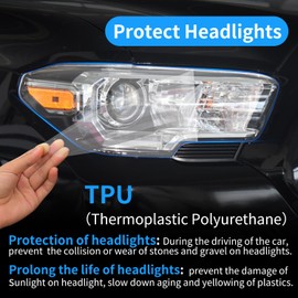 LUNQIN Car Headlight Protection Film for Toyota Tacoma 2016 2017 2018 2019 2020 2021 2022 2023 Auto Accessories Lucency Vinyl Exterior Decoration Self Adhesive Sheet Sticker Cover Tint Tail Light