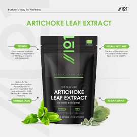 Organic Artichoke Extract 7500mg - High Strength Cynara Scolymus Supplement - 90 Vegan Capsules (3 Months Supply) - Resealable and Recyclable Pouch - by Alpha01