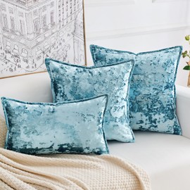 Yonous Premium Series, Crushed Velvet Cushion Covers, Luxury Thick Throw Pillow for Home Decor, Ocean Blue, 18 x 18 Inch / 45 x 45 cm