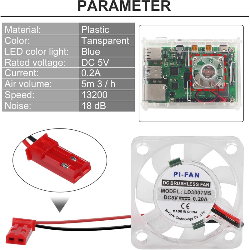 Seamuing Raspberry Pi 4B Fan DC 5.0 V Brushless 30