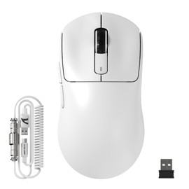 ATTACK SHARK X3MAX - mouse inalámbrico para juegos, PixArt PAW3950, sensor de juegos de hasta 42 K DPI, 100 millones de micro, 49 g ligero trimodo (BT5.2/2.4 Ghz/cable) ratones con cable en espiral,