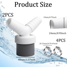 Washing Machine Waste Splitter, 2-Pack Double Drain Hose Connector, Washing Machine Hose Connector for Multiple Appliances, Space-Saving Drainage Solution with Backflow Prevention