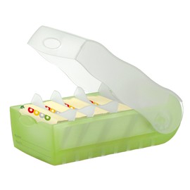 HAN flash card CROCO - ingeniously easy to learn vocabulary thanks to the 5-subject learning system, DIN A8 card box, translucent green, 998-603