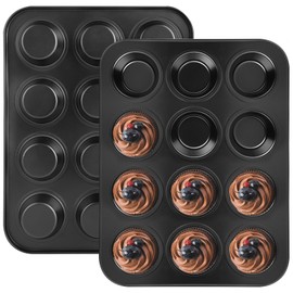 Muffin Baking Moulds - Set of 2 Muffin Moulds with 24 Cavities, Non-Stick Coating, BPA-Free, Standard Size 35 x 27 x 3 cm, Ideal for Cupcakes, Brownies & Daily Baking