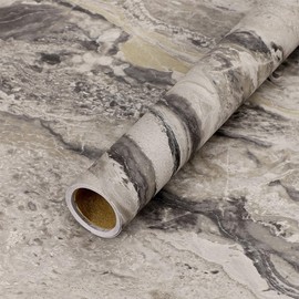 Okydoky Grey Silver Marble Wallpaper Peel and Stick Wallpaper, Contact Paper for Cabinets, Counter Top Stick Self-Adhesive, Removable Wall Paper for Kitchen Tables 17.3"x393", No.A03179K-10