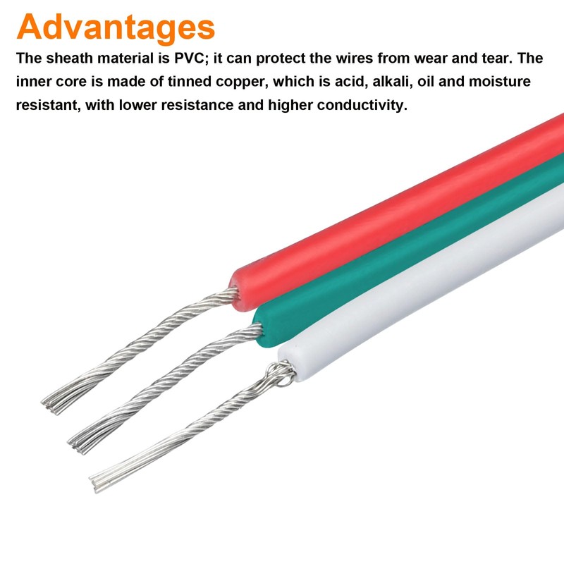 sourcing map 26 Gauge 3 Conductor Electrical Wire Tinned Copper