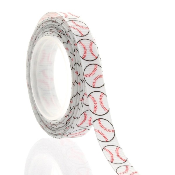 3/8" Baseball Grosgrain Ribbon 5 Yard