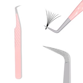 Fiber Tip Lash Tweezers for Eyelash Extensions, Professional 90 Degree Tweezers for Lash Extension Suppliers, Best Pink Tweezers Precision Tool Set(90 Degree Classic)
