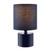 Modern Midnight Blue Glossy Bedside Table Lamp with Cotton Fabric
