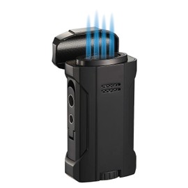Visol Rhino 2.0 Butane Torch Lighter Quad Flame Refillable Gas Lighter, Built-in Rest, Two Built in Punches, Windproof Adjustable Flame Lighter (Shipped Without Butane)