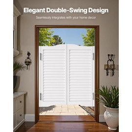 VEVOR Double Saloon Swinging Doors, 32" W x 36" H Arched Top Interior Swinging Cafe Doors, Premium Pine Wood, with Hinges & Hardware Kit, Easy to Install, for Hallway Kitchen Bar Pub Entrance, White