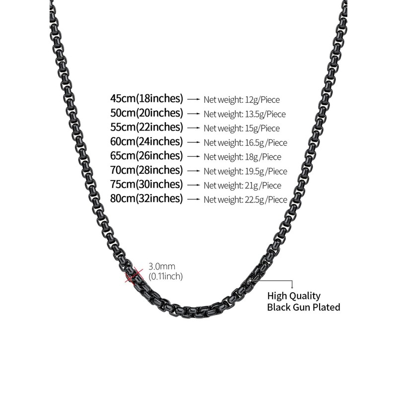 FaithHeart Cool Box Chain Necklace Stainless Steel Slim Spiga Neck