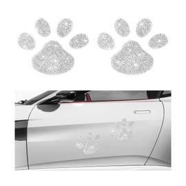 DXNQ 2 PCS Rhinestone Car Stickers, 1.77"×1.38" Bling Paw Print Car Sticker Decal, Cute Shiny Car Decals with Self-Adhesive Backing for Car Interior&Exterior Window Laptop Luggage, Car Accessories