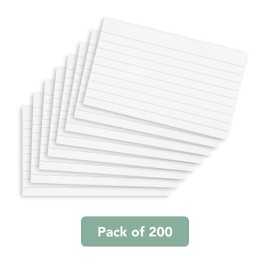 Summit Flash Cards, 200 Pack White, Lined Revision Cards, 125x75mm