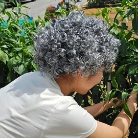 White hair grandma wig white hair wig white hair wig-WFHYZ9S / 뽀글머리 할머니 가발 백발가발 뽀글이가발-WFHYZ9S