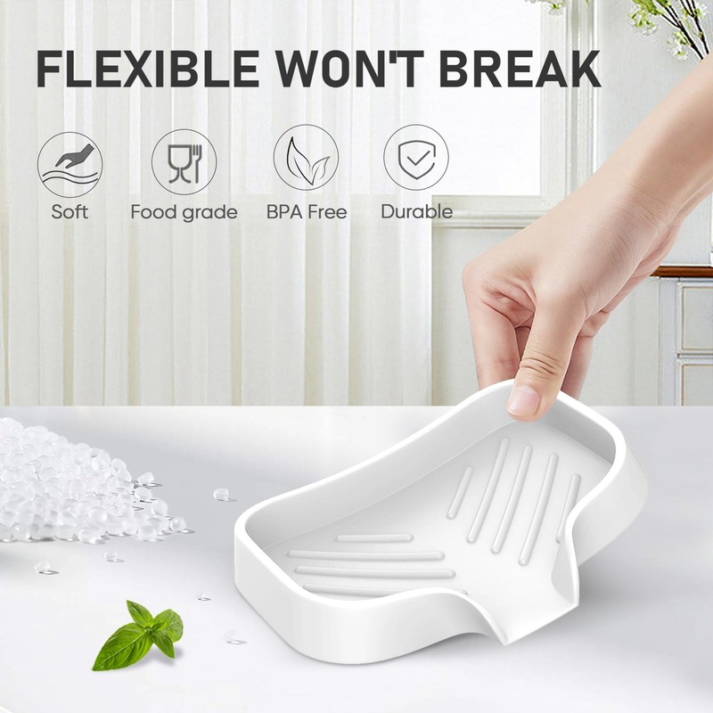 Silicone Soap Holder, 4 Pcs Thickened High-Purity Silicone Self Draining