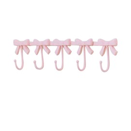 BOOMLATU Pink Bow Shape Hook Rustic Coat Rack Wall Hook,Metal Decorative Hook Wall Mounted Bow Coat Hook for Home Kitchen Bathroom Office (Pink, 5 Hooks)