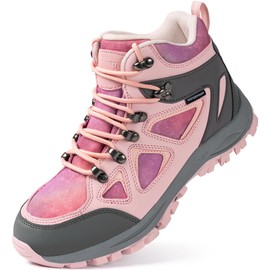 R CORD Kids Hiking Boots Outdoor Ankle Hiking Boots Girls Trekking Walking Boots with Lace Up Pink 13 Little kid