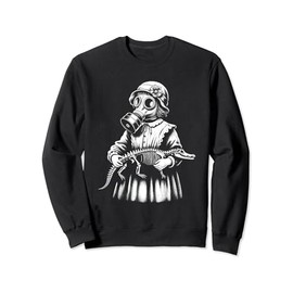 Creepy Girl Wearing Gas Mask Holding a Crocodile Skeleton Sweatshirt