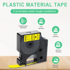 UniPlus Compatible Dymo D1 45018 S0720580 Replacement for D1 12 mm Label Tape Black on Yellow for Dymo LabelManager 160 220P 280 360D 420P 500TS Labelpoint 250 150 LabelWriter 450 DUO, 12 mm x 7 Pack