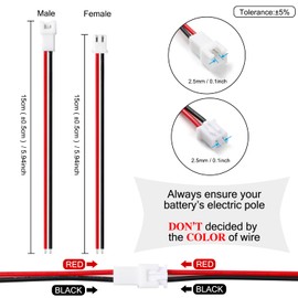 Chanzon 30 Pairs Jst-XH 2.54mm Pitch 22AWG 2 Pin Plug Connector with 5.9inch(15cm) UL1007 Tinned Copper Wire for DIY Item, Tiny Drone Battery, Etc.