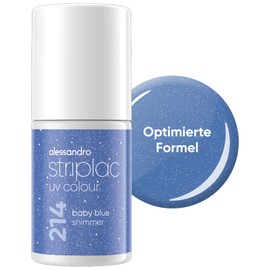 alessandro Striplac UV-Nagellack Baby Blue Shimmer - Deckend & Kratzfest bis zu 15 Tage - Leichtes Auftragen - Schonende Abziehtechnologie - Vegan - Blau, 6,5ml